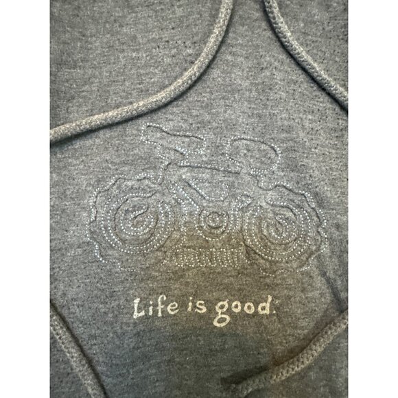 Life Is Good Mens XL Gray Light Weight Hoodie With Bicycle Graphic - Picture 1 of 6